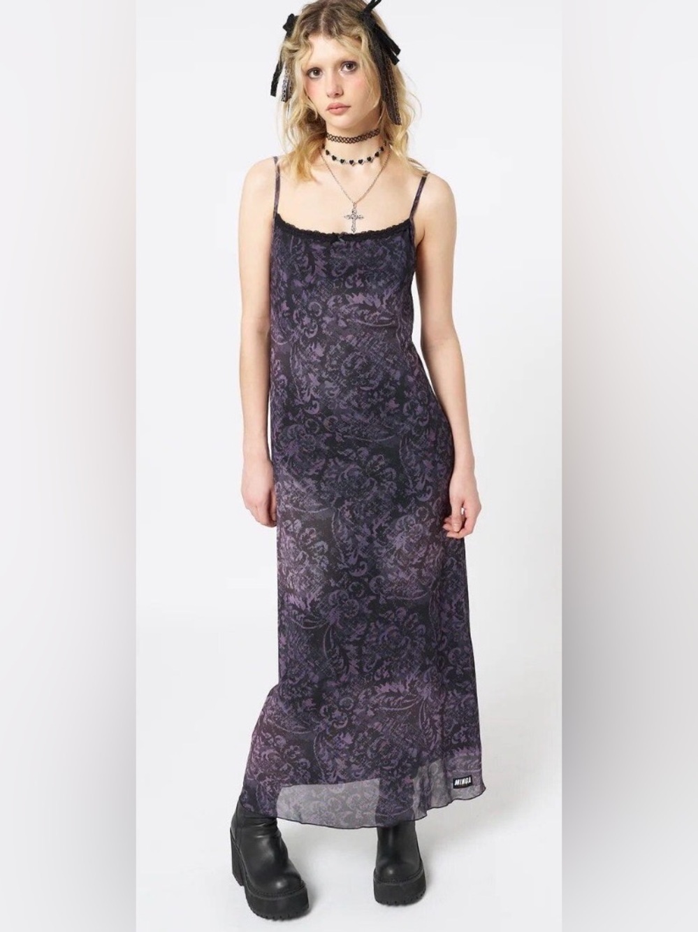 Minga London Dark Renaissance Mesh Maxi Dress – Size 4